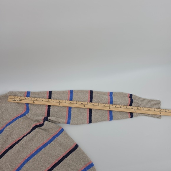 Faherty Brand Women's XL Beige Striped Crewneck Cotton Blend heavy Sweater - Picture 7 of 10